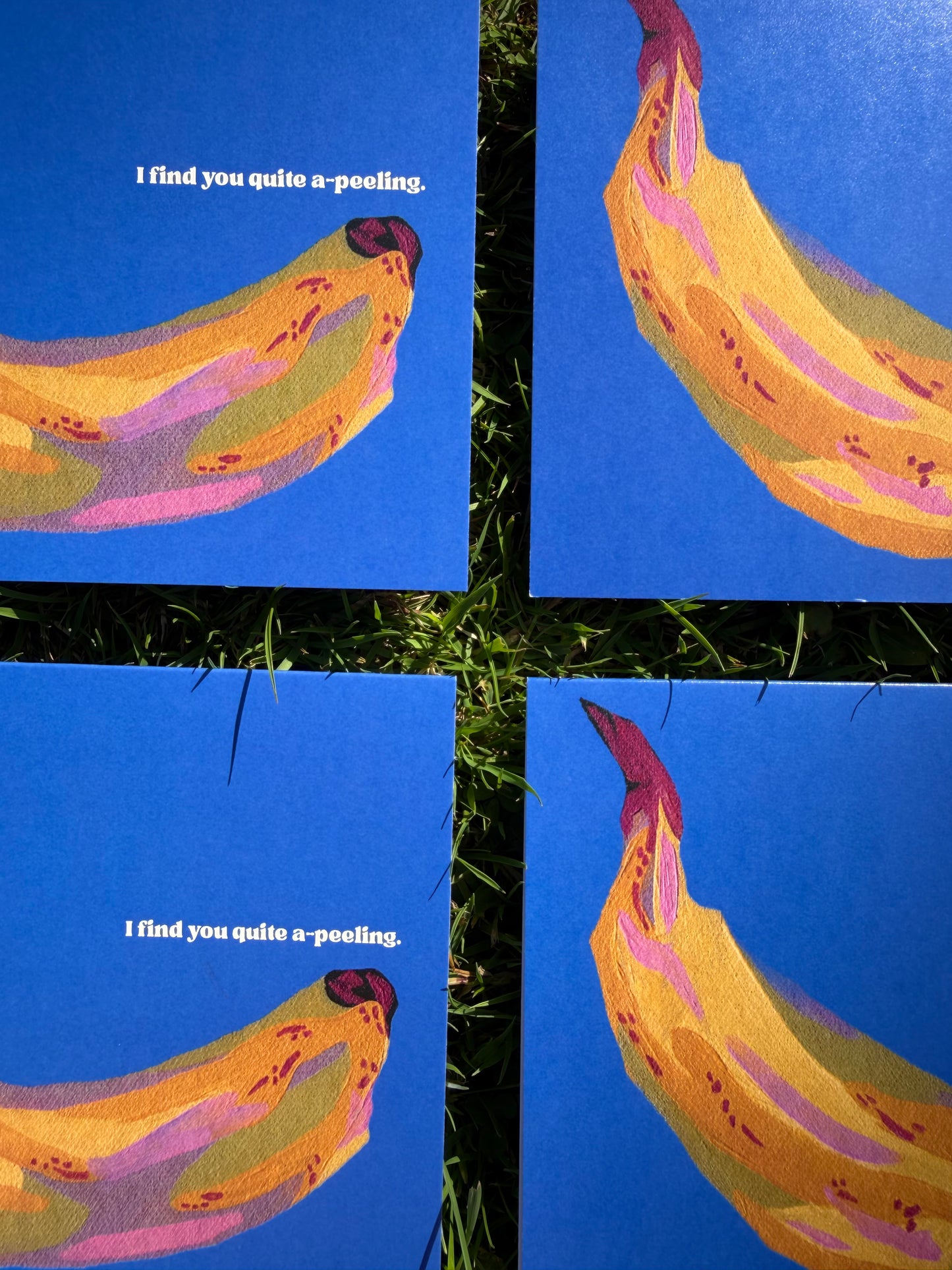 Pack of 4 'I find you quite a-peeling' Greeting Cards