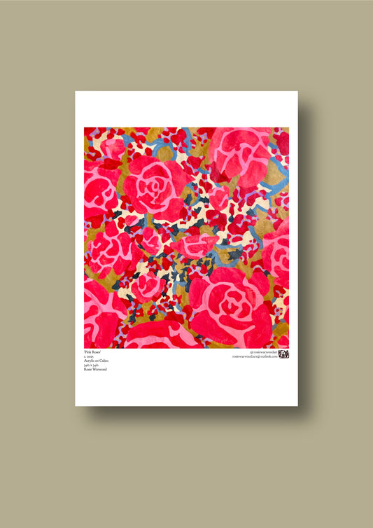 'Pink Roses' A3 Poster Print